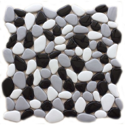 Черно-белая переработанная стеклянная мозаика KSL-17170