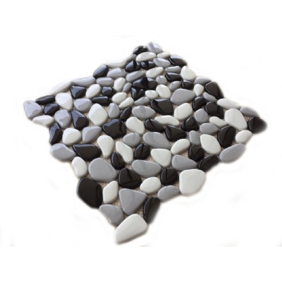 Black and White Recycled Glass Mosaic KSL-17170