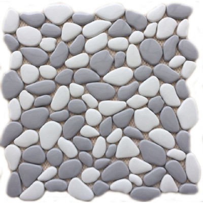 Grey and white Recycled Glass Mosaic KSL-17173
