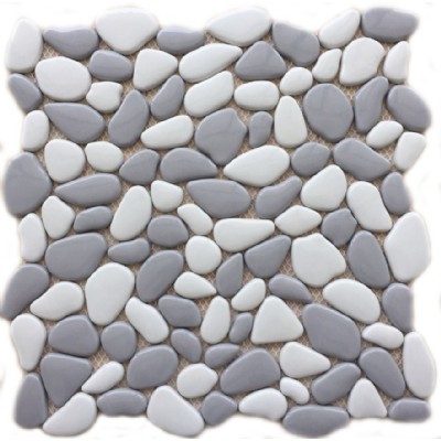 Mosaico de vidrio reciclado gris y blanco KSL-17173