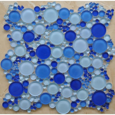 Teja azul redondo de cristal del mosaico KSL-16665