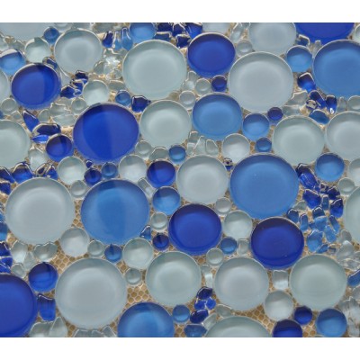 Teja azul redondo de cristal del mosaico KSL-16665