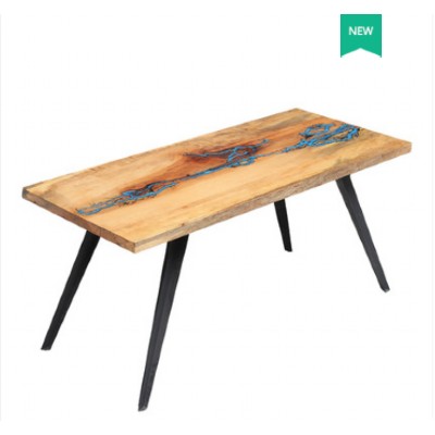 Small Size Light Luxury Solid Wood Dining Table  Dining Table Epoxy River Computer Desk