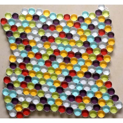 Mini Round Glass Mosaic Tile KSL-16634