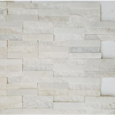White Marble Split Face Bricks Mosaic KSL-161684